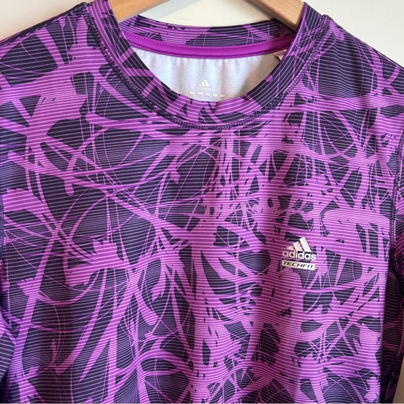 Adidas Women's TechFit Performance Long Sleeve Top Purple Splatter Size S - Picture 2 of 6